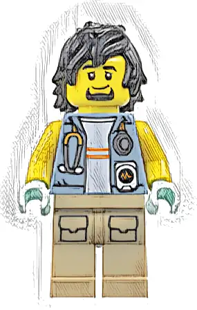 City Jungle Explorer - Sand Blue Jacket, Stethoscope, Dark Tan Legs, Black Hair