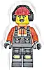 Minifigurka LEGO® cty1787 Construction Worker - Male, Dark Bluish Gray Overalls over Reddish Orange Safety Jacket with Reflective Stripes, Dark Bluish Gray Legs with Knee Pads, Red Construction Helmet with Black Ear Protectors