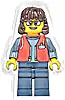 Minifigurka LEGO® cty1809 Forklift Driver - Female, Red Vest over Sand Blue Shirt, Dark Blue Legs, Dark Brown Hair