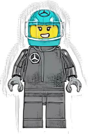 Formula 1 Driver, Mercedes - Female, Black Racing Suit, Dark Turquoise Helmet, Trans-Clear Visor