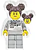 Minifigurka LEGO® cty1833 Formula 1 Mechanic - Female, Light Bluish Gray and White Polo Shirt, Light Bluish Gray Legs, Dark Brown Hair with Buns, Freckles