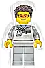 Minifigurka LEGO® cty1834 Formula 1 Mechanic - Male, Light Bluish Gray and White Polo Shirt, Light Bluish Gray Legs, Dark Brown Tousled Hair, Safety Glasses