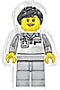 Minifigurka LEGO® cty1835 Formula 1 Mechanic - Female, Light Bluish Gray and White Polo Shirt, Light Bluish Gray Legs, Black Ponytail, Hearing Aid