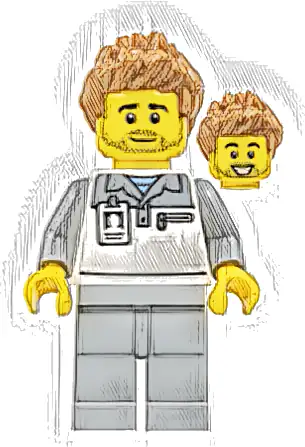 Formula 1 Mechanic - Male, Light Bluish Gray and White Polo Shirt, Light Bluish Gray Legs, Medium Nougat Spiked Hair, Stubble