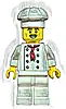 Minifigurka LEGO® cty1842 Pizza Slice Soapbox Race Car Driver (Chef) - Male, White Torso with 8 Buttons, No Wrinkles Front or Back, White Legs, White Chef Toque, Moustache