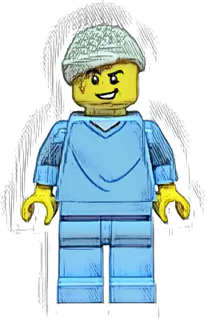 Hospital Bed Soapbox Race Car Driver (Patient) - Male, Bright Light Blue Hospital Gown and Legs, White Head Bandage, Scuff Mark