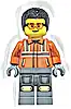Minifigurka LEGO® cty1854 Construction Worker - Male, Reddish Orange Safety Jacket with Reflective Stripes, Dark Bluish Gray Legs with Knee Pads, Black Coiled Hair, Safety Glasses