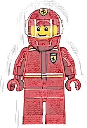 Formula 1 Driver, Ferrari - Male, Red Racing Suit and Helmet, Trans-Clear Visor