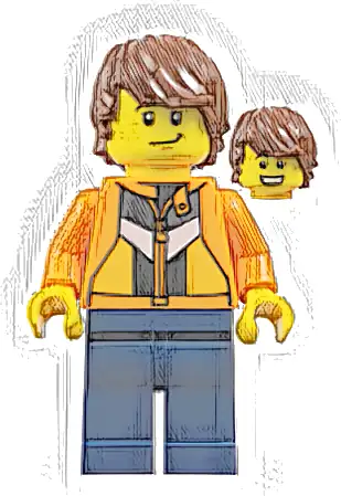 Soapbox Race Reporter - Male, Orange Jacket with Panels and Zipper, Dark Blue Legs, Reddish Brown Tousled Hair