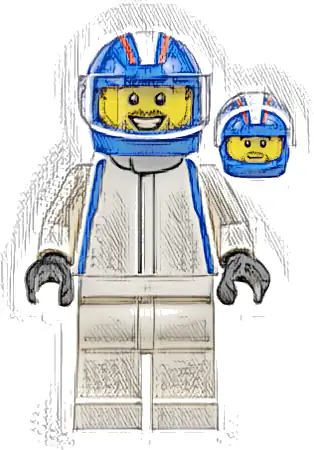 Formula 1 Driver, VCARB - Male, White Racing Suit, Blue Helmet, Trans-Clear Visor, Stubble