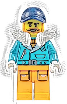 Arctic Explorer Captain - Male, Medium Azure Jacket, White Fur Collar, Dark Orange Beard, Dark Blue Cap