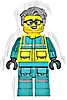 Minifigurka LEGO® cty1915 Paramedic - Male, Dark Turquoise and Neon Yellow Safety Vest, Legs with Silver Reflective Stripes, Glasses, Light Bluish Gray Hair