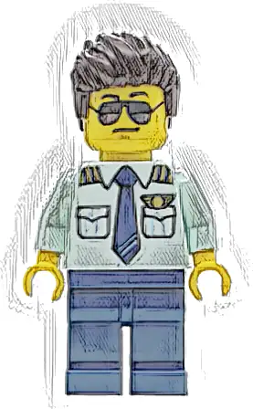 Air Ambulance Pilot - Male, Light Aqua Shirt with Tie, Dark Blue Legs, Dark Brown Hair, Sunglasses