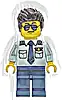 Minifigurka LEGO® cty1918 Air Ambulance Pilot - Male, Light Aqua Shirt with Tie, Dark Blue Legs, Dark Brown Hair, Sunglasses