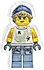 Minifigurka LEGO® cty1920 Tow Truck Operator - Female, White Sleeveless Shirt with Oil Stains, Sand Blue Legs with Shirt Sleeves with Oil Stains, Dark Blue Beanie, Dark Tan Hair