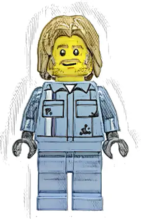 Tow Truck Driver - Male, Sand Blue Mechanic Uniform, Sand Blue Legs, Dark Tan Mid-Length Tousled Hair