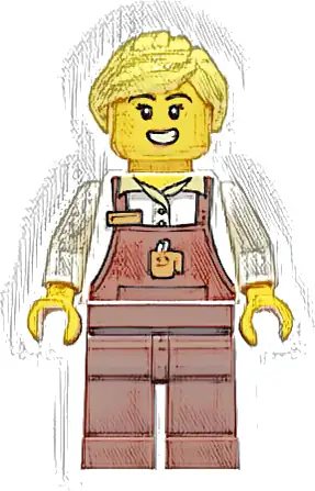 Barista - Female, Reddish Brown Apron with Cup and Name Tag, Reddish Brown Legs, Bright Light Yellow Ponytail