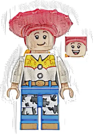 Jessie - Normal Legs, Minifigure Head and Bow, Printed Dark Orange Boot Tips