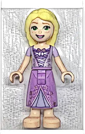 Rapunzel - Mini Doll, Metallic Pink Laced Dress