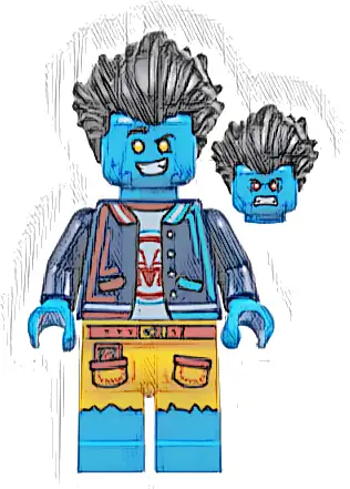 Logan - Minifigure, Dark Blue Jacket, Hair