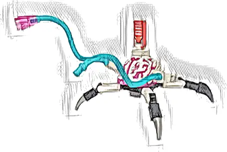 Cyber Brain Spider - 4 Legs, Medium Azure Appendages, Black and Flat Silver Claws