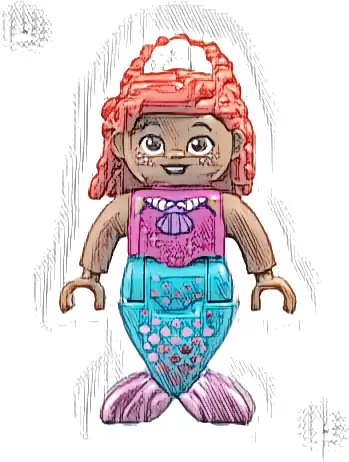 Duplo Figure, Disney Princess, Ariel, Medium Azure and Metallic Pink Tail (Mermaid) (6490064)