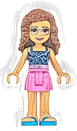 Friends Olivia (Nougat) - Dark Pink Skirt, Dark Blue Top with Constellations