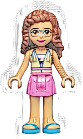 Friends Olivia (Nougat) - Dark Pink Skirt, Halter Top with Strawberries