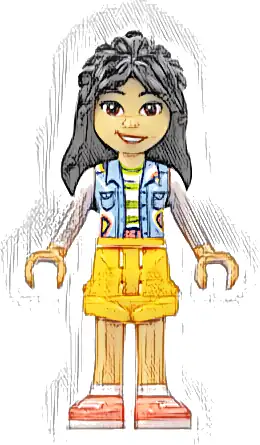 Friends Liann - Bright Light Blue Vest with Pockets, Bright Light Orange Shorts, Coral Shoes