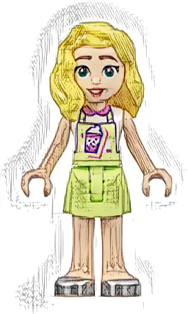 Friends Matilde - Yellowish Green Jumper, Bubble Tea Uniform, Silver Shoes