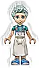 Friends Charli - White Apron Top over Dark Turquoise Shirt, White Skirt Long, Medium Blue Shoes