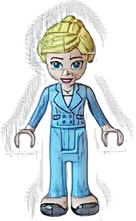 Friends Stephanie (Adult) - Bright Light Blue Suit with Pockets and Buttons, Black Shoes