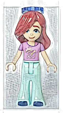 Friends Paisley - Medium Lavender Shirt with Guitar, Light Aqua Trousers Bell-Bottoms, Dark Blue Shoes, Sunglasses