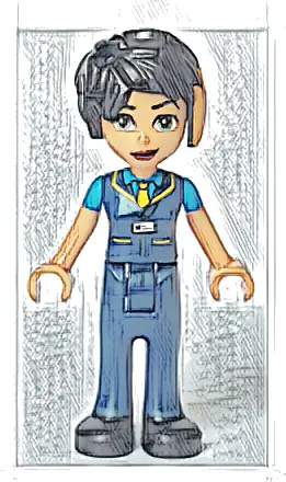 Friends Zoe - Dark Blue Vest with Bright Light Orange Tie, Dark Blue Trousers, Black Shoes