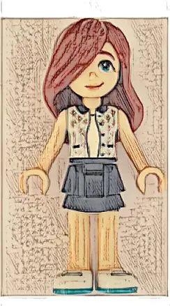 Friends Paisley - Light Aqua Vest, Dark Blue Skirt Layered, White Shoes, Medium Azure Soles and Laces