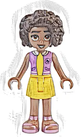 Friends Aliya - Medium Lavender Vest, Yellow Skirt, Metallic Pink Sandals