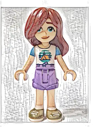 Friends Paisley - White T-Shirt with Tent, Medium Lavender Shorts, Dark Tan Shoes