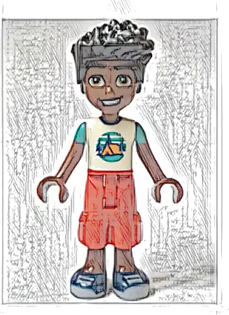 Friends Zac - White T-Shirt with Tent, Red Cropped Trousers, Dark Blue Shoes