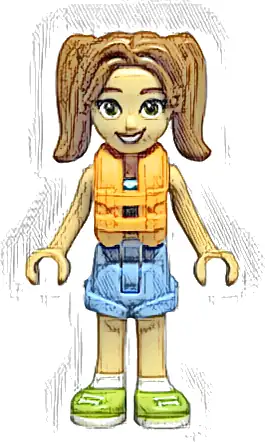 Friends Candi - Dark Turquoise Swimsuit, Orange Life Jacket