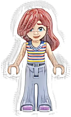 Friends Paisley - Striped Sleeveless Top, Sand Blue Trousers Bell-Bottoms, Medium Lavender Shoes