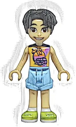 Friends Niko - Bright Light Orange Sleeveless Shirt, Bright Light Blue Shorts, Lime Shoes