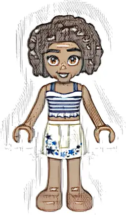 Friends Aliya - Dark Blue Top, White Skirt with Stars