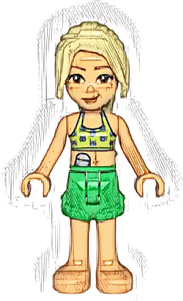 Friends Sara - Lime Bikini Top, Ostomy Bag, Bright Green Shorts