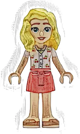 Friends Matilde - White Top with Cherries, Red Skirt, Dark Orange Shoes