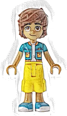 Friends Leo - Dark Turquoise Jacket, Yellow Cropped Trousers, Medium Azure Shoes