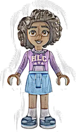 Friends Aliya - Medium Lavender Hoodie, Bright Light Blue Skirt, Dark Blue Shoes