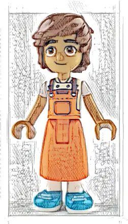 Friends Leo - Reddish Orange Apron, Medium Azure Shoes