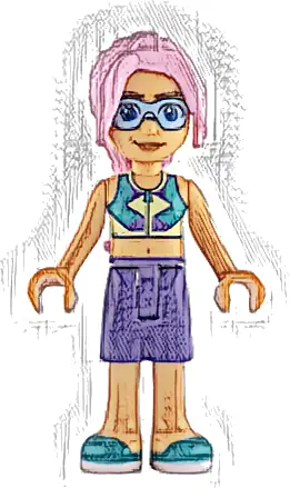 Friends Sky - Dark Turquoise, Yellowish Green and Dark Purple Top, Dark Purple Shorts, Dark Turquoise Shoes