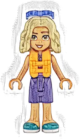 Friends Nova - Medium Lavender Sleeveless Hoodie with Dachshund, Dark Purple Shorts, Dark Turquoise Shoes, Orange Life Jacket, Trans-Purple Sunglasses