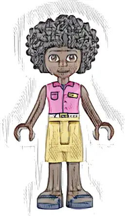 Friends Mischa - Dark Pink Sleeveless Shirt, Tan Shorts, Dark Blue Sandals